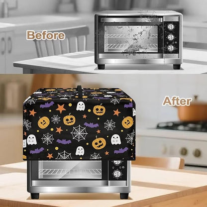 Microwave Ovens Dust Cover, Halloween Spiderweb Polyester Waterproof Countertop Microwave Dust Cover Dustproof Tear-Resistant for Most Standard Sizes Easy to Clean