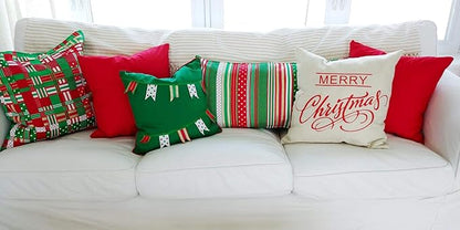 Thmyo 4-Pack 100% Cotton Comfortable Solid Decorative Throw Pillow Case Square Cushion Cover Pillowcase Sublimation Blank Christmas DIY Throw Pillow Covers for Couch Sofa Bed(20x20inch/50x50cm,Red)