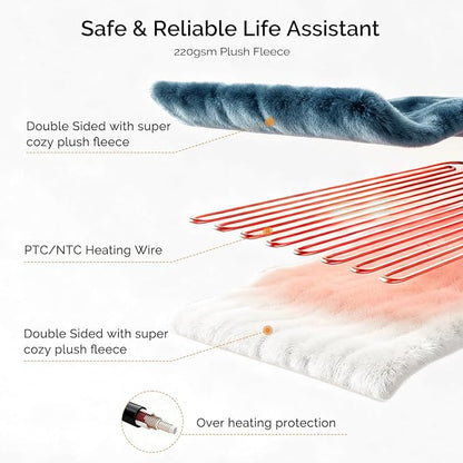 Heated Blanket Electric Blanket Twin 62"x84" Fast Heating Electric Blanket with 10 Heat Levels & 10 Hours Auto-Off Overheat Protection Cozy Soft Flannel Heated Throw Blanket