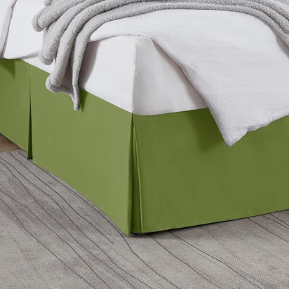 Nestl Calla Green Twin Bed Skirt - Twin Size Bed Skirt 14 Inch Drop - Brushed Microfiber Bed Skirts - Hotel Quality Pleated Bed Skirt - Shrinkage & Fade Resistant