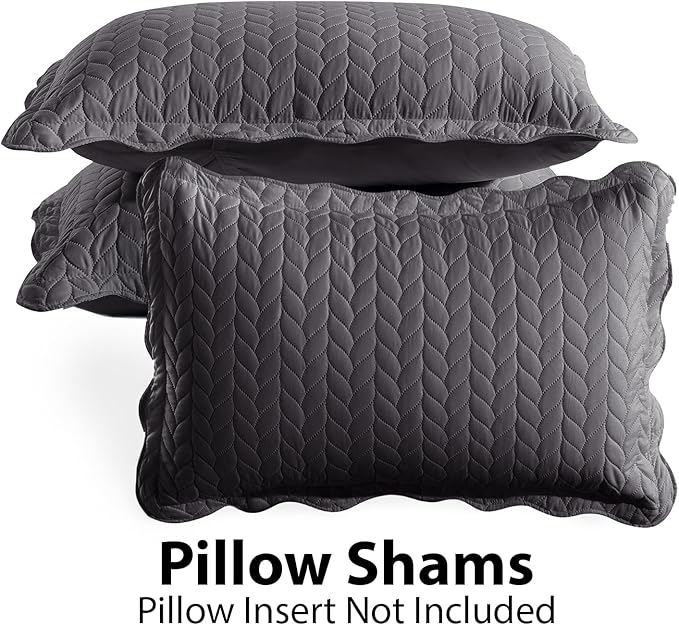IR Imperial Rooms 8 Pack Quilt King Size Bedding (106" x 96") - Bulk Wholesale for Hotels, Guest Bedroom & Airbnbs - Lightweight Microfiber Reversible Embossed Quilts Bedspread (Grey)
