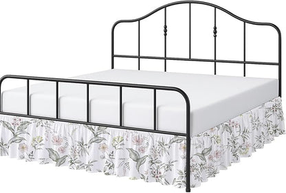 Cottington Lane Ruffled Bed Skirt Twin Size with Split Corner, Brushed Microfiber Hotel Quality Dust Ruffle, 12 Inch Drop Gathered Bedskirt, Soft, Stylish, Shrink & Fade Resistant, Morning Petals