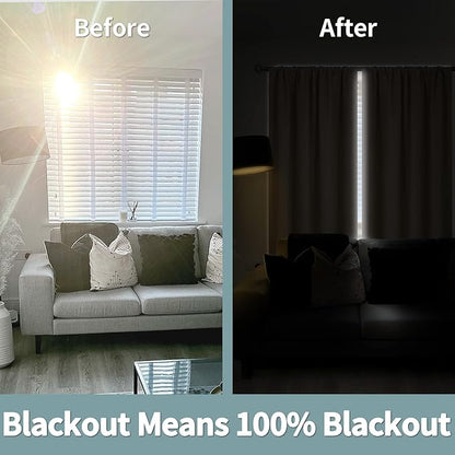BGment Blackout Curtains for Bedroom 54 Inch Length, Thermal Insulated Bedroom Curtains Rod Pocket Privcy Drapes Room Darkening Soundproof Curtains, Each Window Curtains 2 Panels, 42 Inch Wide, Beige