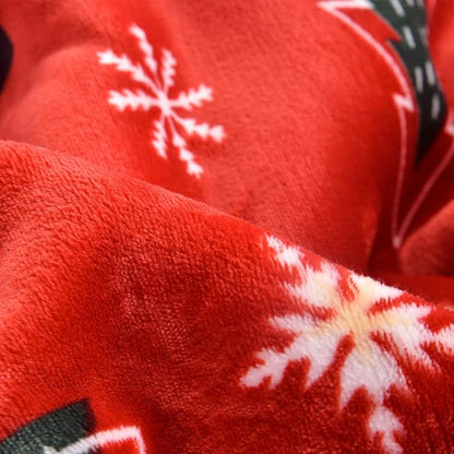 SOCHOW Christmas Holiday Sherpa Fleece Throw Blanket, Fuzzy Warm Super Soft Reversible Plush Blanket for Bed, Sofa and Couch, Snowman and Snowflake Pattern, 60 x 80 inches, Red