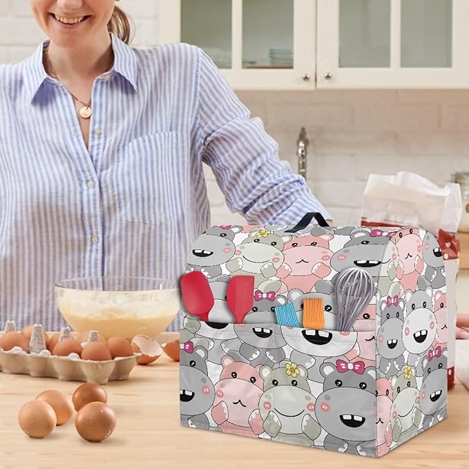 Cartoon Baby Hippo Mixer Covers Dust Mixer Covers for Stand Mixer Kitchen Counter Mixer Parts & Accessories Decor for Kitchen Kid Mixer Cover