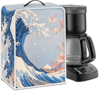 Coffee Maker Cover For Kitchen With Top Handle Waterproof Dust Appliance Cover Suitable For Most Coffee Machine Models The Great Wave off Kanagawa