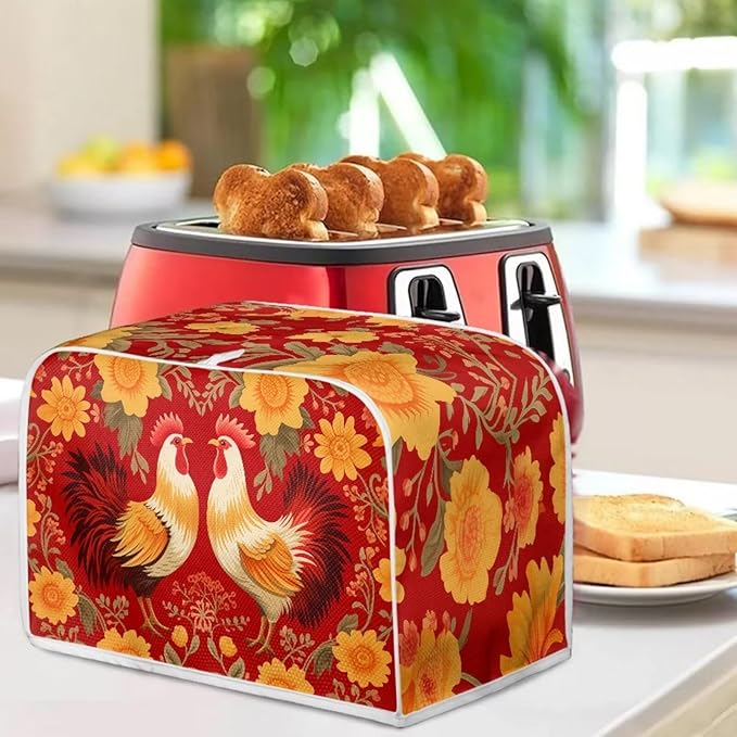 Rooster Dust Cover Kitchen Blender Cover Flower Washable Toaster Bread Maker Dustproof Cover Kitchen Appliance S