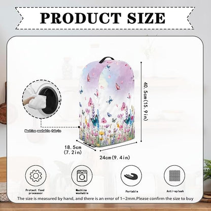 Drawstring Blender Dust Cover for Kitchen Small Appliance Decor, Colorful Floral Butterfly Anti Fingerprint Oil-proof Dust Proof Stand Mixer Juicer Soy Milk Machine Cover
