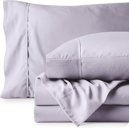 Bare Home King Sheet Set - 1800 Ultra-Soft Microfiber King Bed Sheets - Double Brushed - Deep Pockets - Easy Fit - 4 Piece Set - Bed Sheets (King, Light Lavender)