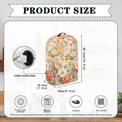 Floral Birds Blender Dust Cover Kitchen Appliance Oil-Proof Food Processor Protective Cover Keep Your Kitchen Clean Various Colorful Flowers