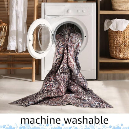 Keen Home Design 2x10 Rug - Machine Washable Runner with Non-Slip Backing, Ideal for Hallway, Entryway, Kitchen, Laundry Room - Vintage, Easy Clean, Durable, Low Pile Rug - (2'6" x 10')