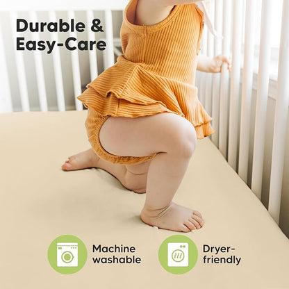 KeaBabies 2-Pack Baby Crib Sheets for Boys, Girls - 52x28 Viscose Derived from Bamboo Toddler Bed Sheets Neutral, Fitted Crib Mattress Cover for Standard Baby Bedding, Soft & Cozy (Khaki)