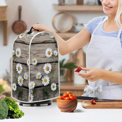 Talayituse Daisy Wood Print Blender Dust Cover, Fingerprint Protection Cover for Stand Mixer or Coffee Machine, Home Kitchen Appliance Covers for Stain Dust Resistant Supplies