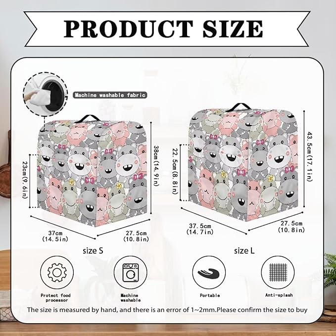 Cartoon Baby Hippo Mixer Covers Dust Mixer Covers for Stand Mixer Kitchen Counter Mixer Parts & Accessories Decor for Kitchen Kid Mixer Cover