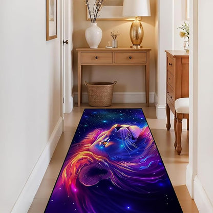 Galaxy Lion Rug 3D Fierce Lions Area Rugs for Kids Bedroom Living Room Playroom Gameroom Boys Glitter Carpet Throw Rugs Floor Mat 79 in x 39 in