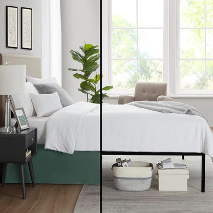 Nestl Forest Green Full Bed Skirt - Full Size Bed Skirt 14 Inch Drop - Brushed Microfiber Bed Skirts - Hotel Quality Pleated Bed Skirt - Shrinkage & Fade Resistant