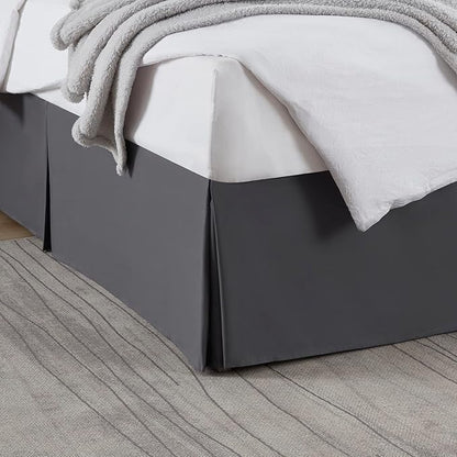 Nestl Dark Gray Full XL Bed Skirt - Full XL Size Bed Skirt 14 Inch Drop - Brushed Microfiber Bed Skirts - Hotel Quality Pleated Bed Skirt - Shrinkage & Fade Resistant