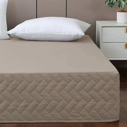 Full Bed Skirt-Box Spring Cover with 14 Inch Tailored Drop,Wrinkle and Fade Resistant Hotel Wrap Around Bed Skirts,Bed Frame Cover (Checkered Light Khaki, Full)