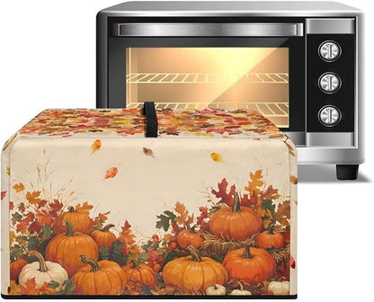 Microwave Oven Dust Cover, Thanksgiving Pumpkin Polyester Dust Cover for Microwave Oven for Most Microwaves Oven Cloth Covers Waterproof Microwaves Dusts Covers Anti-Scratch