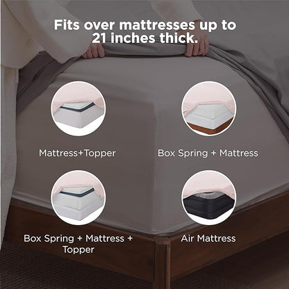 Bedsure Deep Pocket Twin Sheets Set - Fits Mattresses Up to 21 Inches Thick -3 Piece GentleSoft Bed Sheets, Moisture Wicking, Soft & Cooling Bedsheet & Pillowcases, Easy & Secure Fit, Blush Pink