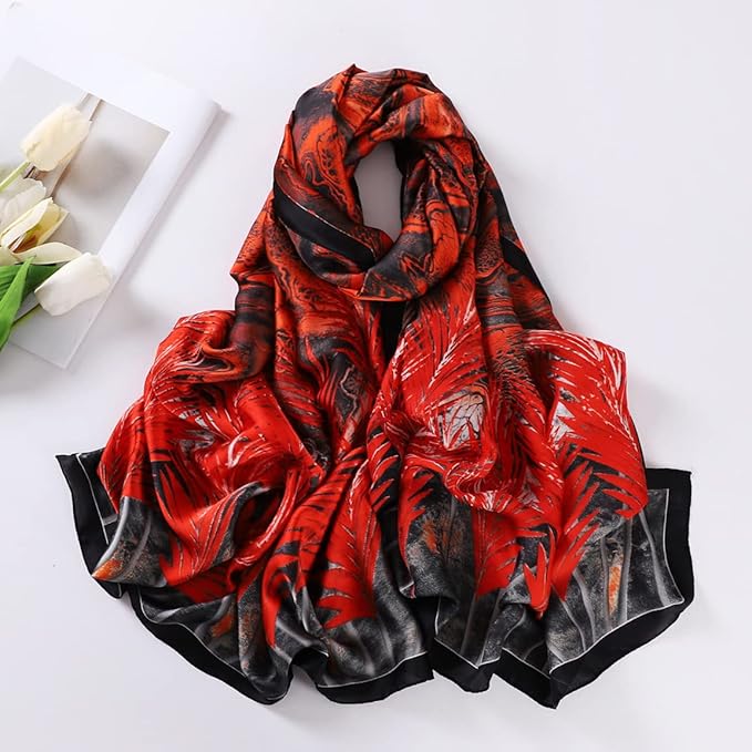 Fashion Scarves Scarf 100% Silk Feeling Scarf Silk Like Scarves Long Lightweight Sunscreen Shawls for Women