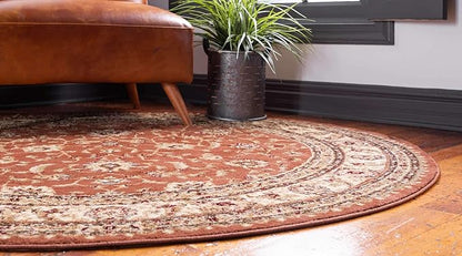 Unique Loom Voyage Collection Traditional Oriental Classic Intricate Design Area Rug (6' 0 x 6' 0 Round, Terracotta/Ivory)