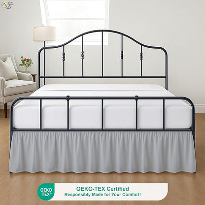 Cottington Lane Ruffled Bed Skirt King Size with Split Corner, Brushed Microfiber Hotel Quality Silver Grey Dust Ruffle, 16 Inch Drop Gathered Bedskirt, Soft and Stylish, Shrinkage and Fade Resistant