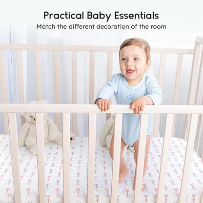 Yoofoss Baby Crib Sheets for Boys Girls, Fitted Crib Sheet 2 Pack for Standard Crib and Toddler Mattress, Super Soft Microfiber Baby Sheet 28x52x8in(Arrow)