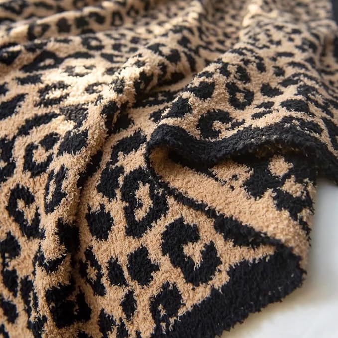 Fluffy Leopard Knitted Throw Blanket for Couch Lightweight Soft Plush Fluffy Warm Cozy -50x60inch,Perfect for Bed, Sofa,Leopard