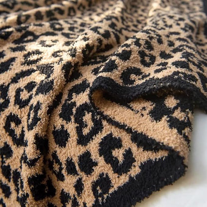 Fluffy Leopard Knitted Throw Blanket for Couch Lightweight Soft Plush Fluffy Warm Cozy -50x60inch,Perfect for Bed, Sofa,Leopard