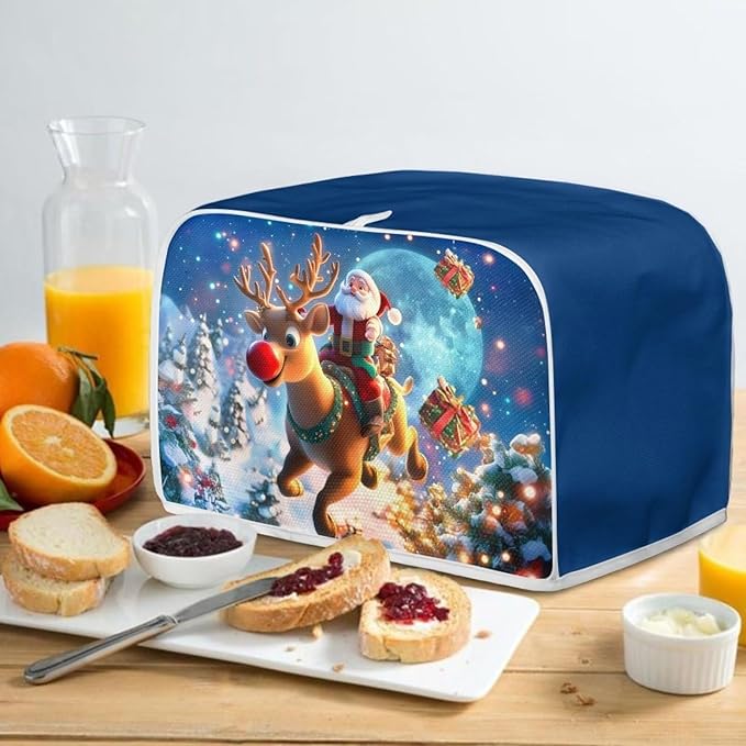 ZFRXIGN 4 Slice Toaster Cover Christmas Deer Santa Claus Dust Cover Small Appliance Covers Washable Toaster Bag with Top Handle Cute Baby Elephant Toaster Oven Cover Kitchen Decor Blue