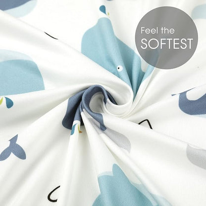 Stretchy Ultra Soft Fitted Bassinet Sheet Set 2 Pack, Universal Fit for Bassinets Baby Cradle Moses Basket Oval Rectangle Pad/Mattress, Lovely Whale Bassinet Sheets