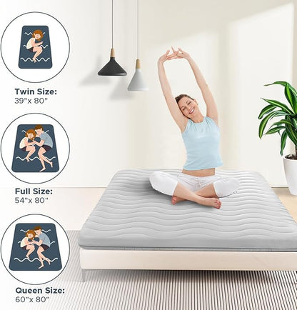 Japanese Floor Mattress, 100% High Density Comfortable Foam, 3.5" Thicken Foldable Mattress Tatami Mat Sleeping Pad, Ideal for Comfort and Support, Kids Floor Lounger Pillow Bed Sofa (Full）
