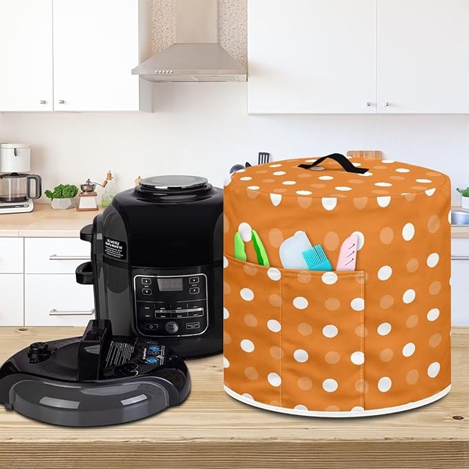 Dust Cover for 6 Quart Pressure Cooker Air Fryer Rice Cooker Small Appliance Covers, Washable Air Fryer Dust Cover for Kitchen Counter- Orange Polka Dot