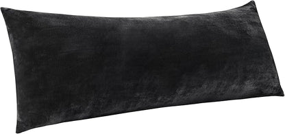 BEDELITE Body Pillow Cover with Zipper Closure, Super Soft and Cozy Fuzzy Fleece Pillowcase 20 x 54 Inches, Luxury Fluffy Plush Long Body Pillow Pillowcase for All Seasons(Black)
