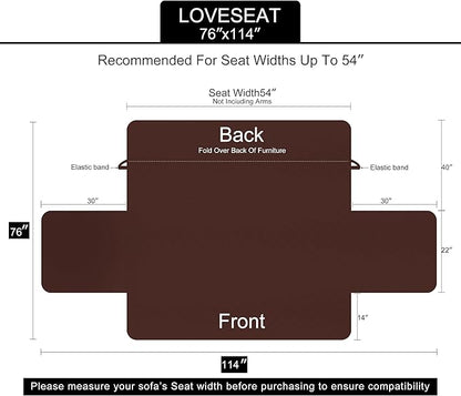 U-NICE HOME Loveseat Sofa Cover Reversible Couch Cover for Dogs with Elastic Straps Water Resistant Furniture Protector for Pets Couch Cover for 2 Cushion Couch (Loveseat, Brown/Beige)