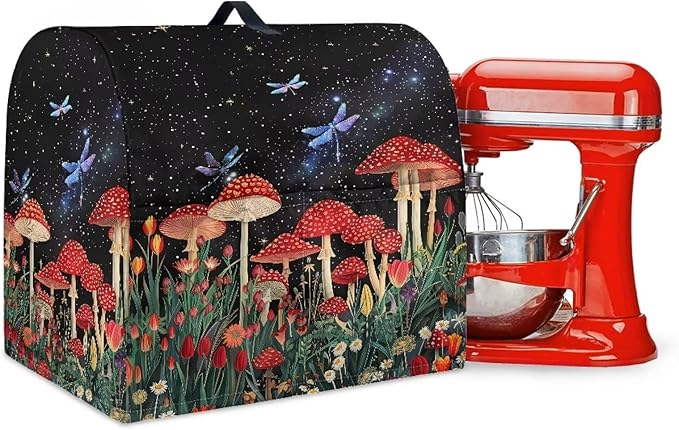 Mushroom Dragonfly Mixer Covers Stand Mixer Dustproof Cover Compatible with Kitchen Aid Mixer Washable Stand Mixer Covers for 6-8 Qt Mixer