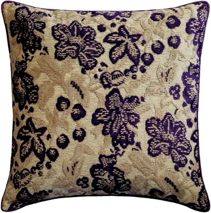 The HomeCentric King/Queen/Twin Purple Designer Twin 53"x18" Bed Runner with Pillow Cover, Floral, Velvet Bed Scarf on Velvet Fabric - Plum Petal