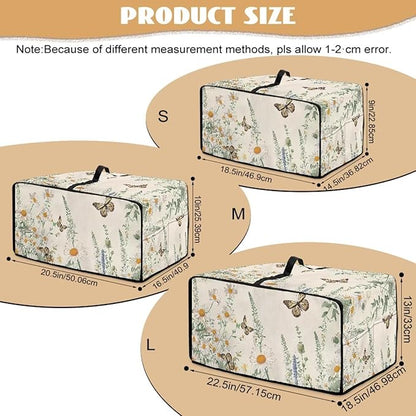 Butterfly Daisy Floral Print Microwave Oven Dust Cover Dust-Proof Heavy Duty Microwave Oven Cover with Storage Pockets Waterproof Decor Accessories for Kitchen, M