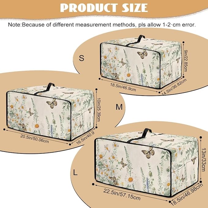 Butterfly Daisy Floral Print Microwave Oven Dust Cover Dust-Proof Heavy Duty Microwave Oven Cover with Storage Pockets Waterproof Decor Accessories for Kitchen, S
