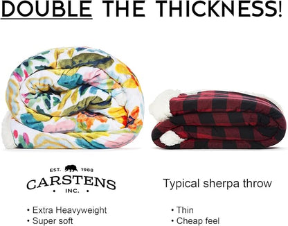 CARSTENS, INC. Ultra Premium Super Soft Plush Sherpa Fleece Oversized Throw Blanket 54" x 68", Field of Flowers