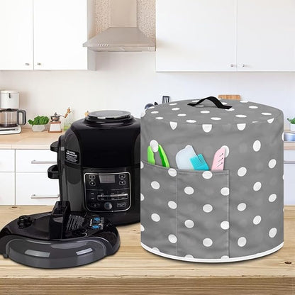 Small Appliance Covers for Air Fryer & Electric Rice Cooker, Grey Polka Dot Pressure Cooker Dust Covers for Kitchen Appliances 3 qt Accessories with Storage Pockets