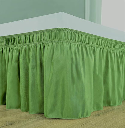 Sage Wrap Around Bed Skirts with 16" Drop - Three Sides Fabric Adjustable Elastic Dust Ruffle Silky Soft -600 TC Stretchy Bed Skirt-Queen XL(60"X 84") Sage