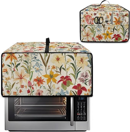 Toaster Oven Cover with Pockets, Washable Smart Oven Dust Cover Protective Kitchen Appliances Decor and Accessories, S, 14.5" x 18.5" x 9", Floral Pattern