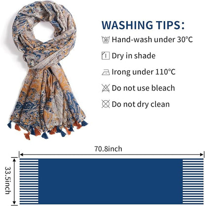 Scarf for Women Lightweight Soft Floral Leopard Printed Scarves Fall Winter Fashion Shawl Wrap with Fringe