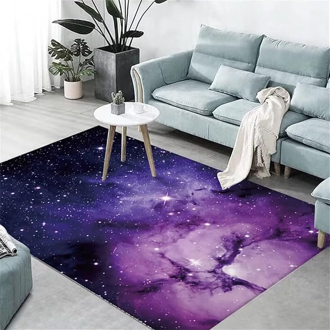 Colorful Galaxy Theme Large Area Rug for Living Dinning Room 5x8 ft Starry Sky Bedroom Rugs Soft Hallway Floor Mat Non-Slip Washable Carpet