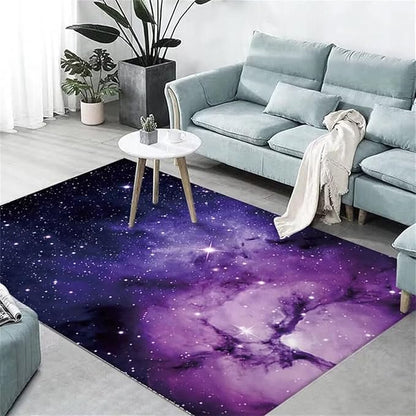 Colorful Galaxy Theme Large Area Rug for Living Dinning Room 5x8 ft Starry Sky Bedroom Rugs Soft Hallway Floor Mat Non-Slip Washable Carpet