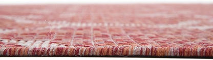 Unique Loom Outdoor Trellis Collection Area Rug (6' 1" x 9' Rectangle, Rust Red/ Ivory)