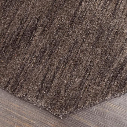 Hand Knotted Loom Wool ECO-Friendly Area Rugs - 10'x10', Octagon, Brown Color, Solid Plain Design, High Pile Handmade Anti Skid Area Rugs for Living Room, Bed Room (L00111)