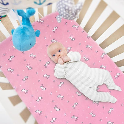 Graco Pack 'n Play Sheets Fitted (4 Pack), Ultra Soft, Mini Crib Sheets, Breathable, Pink
